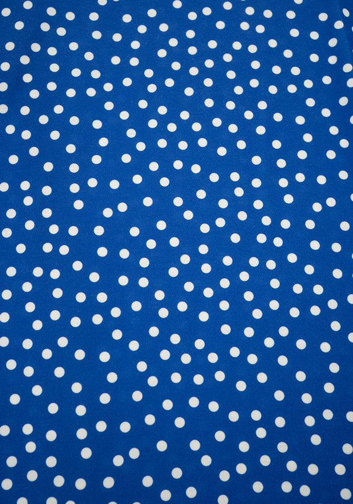 Second angle of Kittie Blue &amp; White Polka Dot Print Jersey Midi Dress