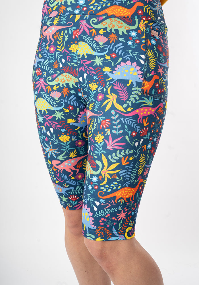 Ninth angle of Kiva Dinosaur Print Cycling Shorts