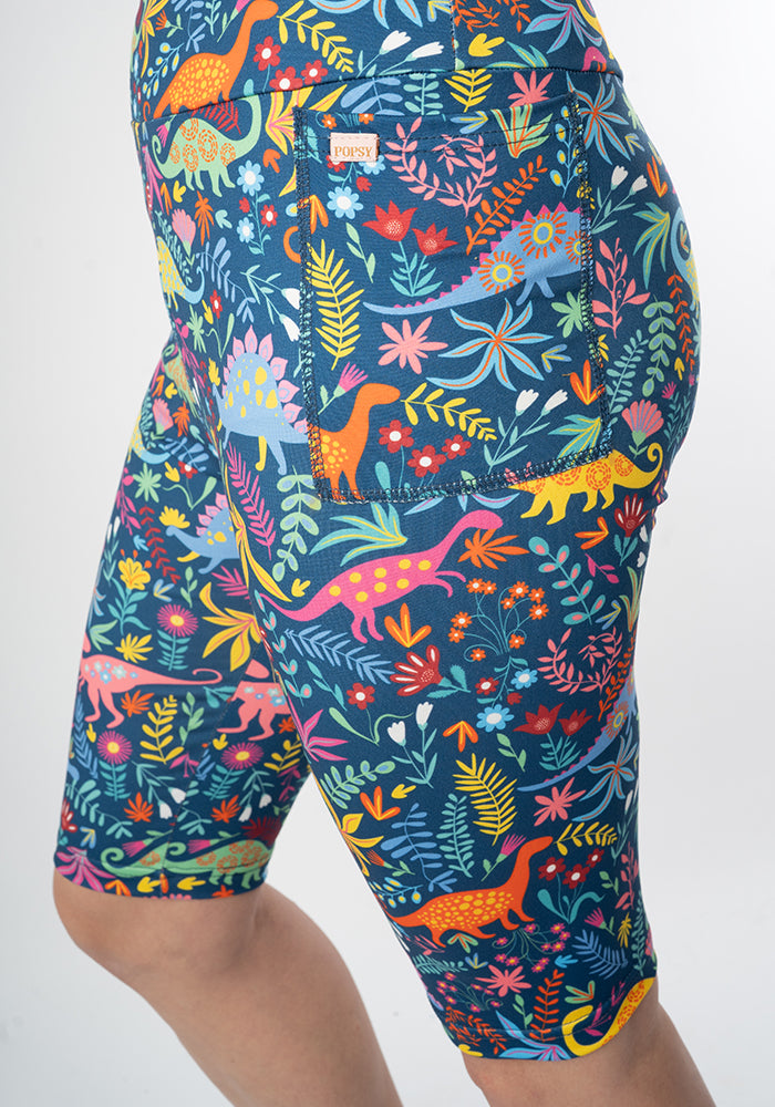 Fourth angle of Kiva Dinosaur Print Cycling Shorts