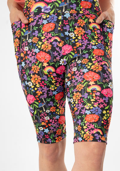 Kiva Garden Rainbow Print Cycling Shorts
