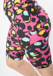 Kiva Pink Animal Print Cycling Shorts