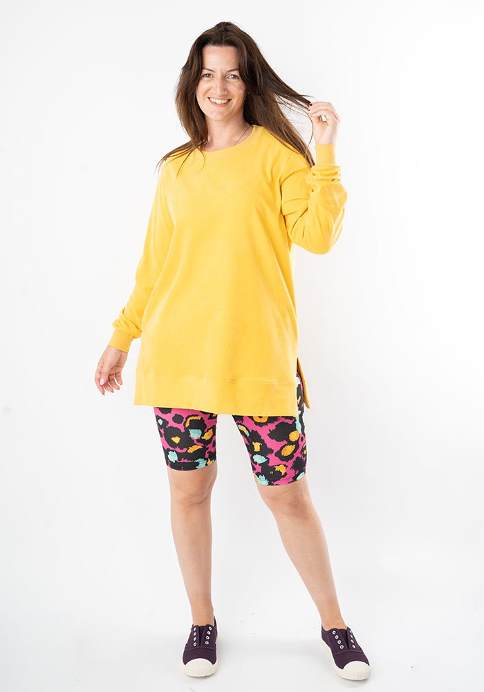 Third angle of Kiva Pink Animal Print Cycling Shorts