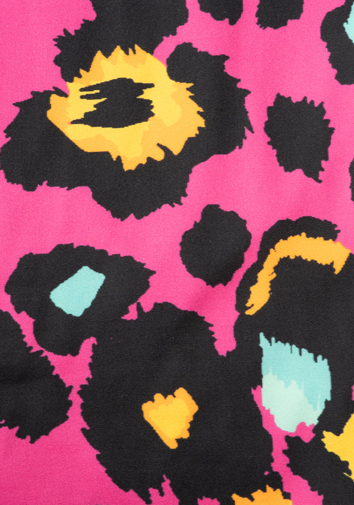 Second angle of Kiva Pink Animal Print Cycling Shorts
