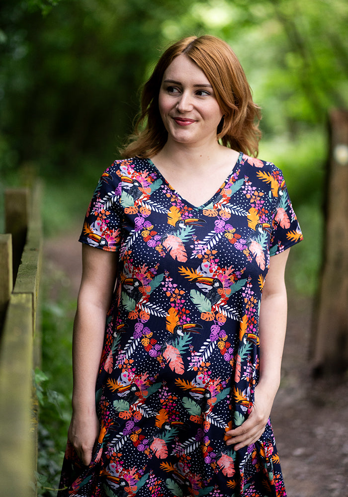 Klay Hidden Toucan Print Trapeze Dress