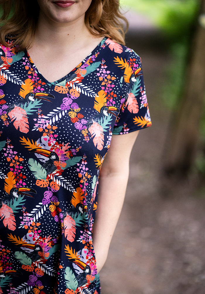 Klay Hidden Toucan Print Trapeze Dress