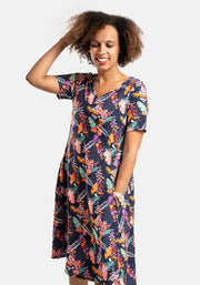 Klay Hidden Toucan Print Trapeze Dress