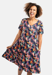 Klay Hidden Toucan Print Trapeze Dress