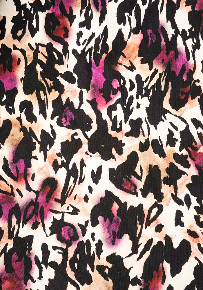 Zola Watercolour Animal Print Cotton Bubble Hem Top