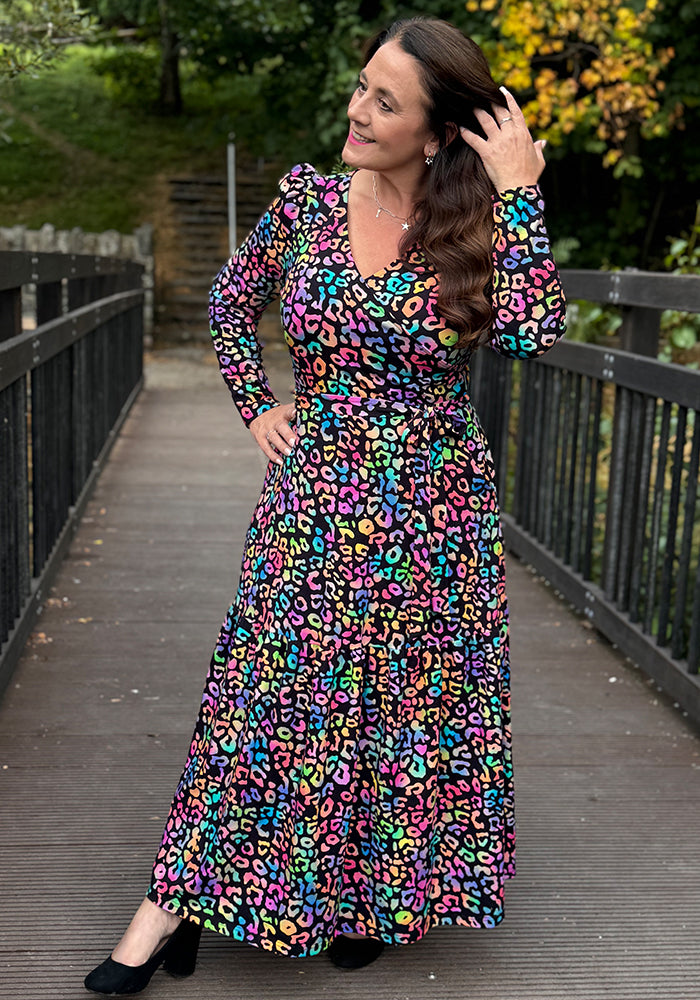 Kora Fluorescent Animal Print Cotton Midaxi Dress