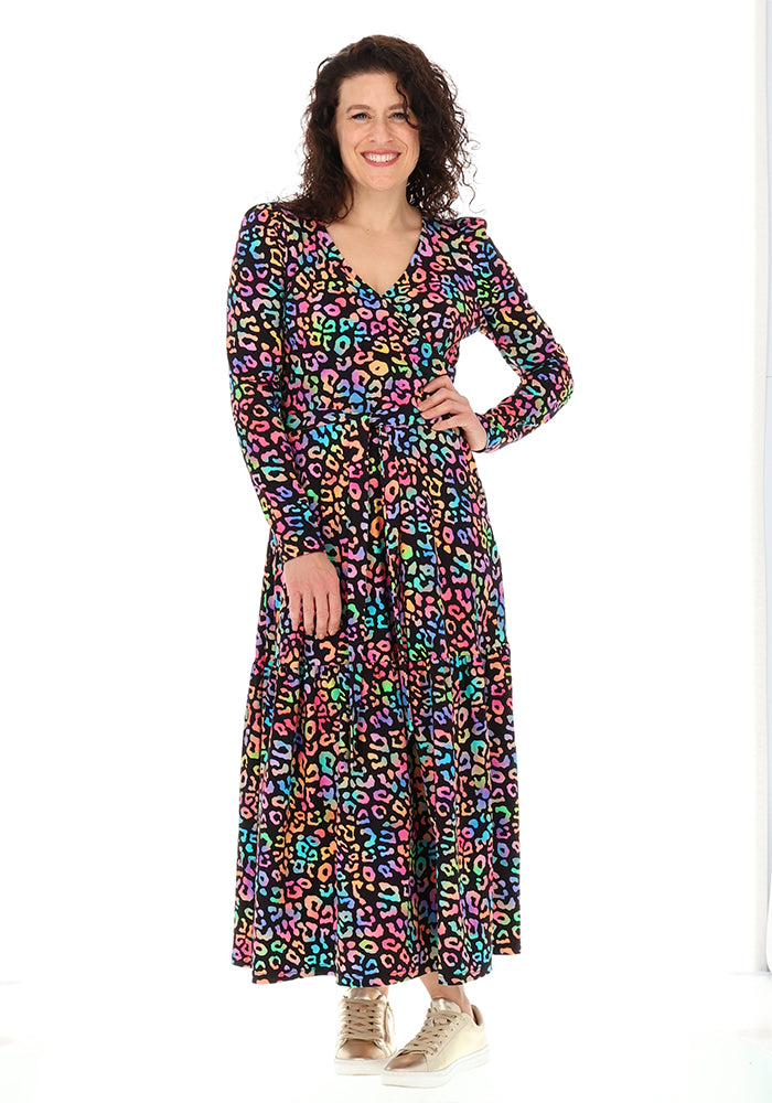 Kora Fluorescent Animal Print Cotton Midaxi Dress
