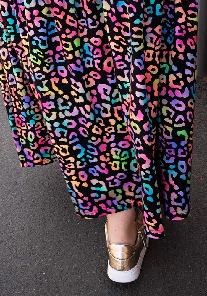 Kora Fluorescent Animal Print Cotton Midaxi Dress