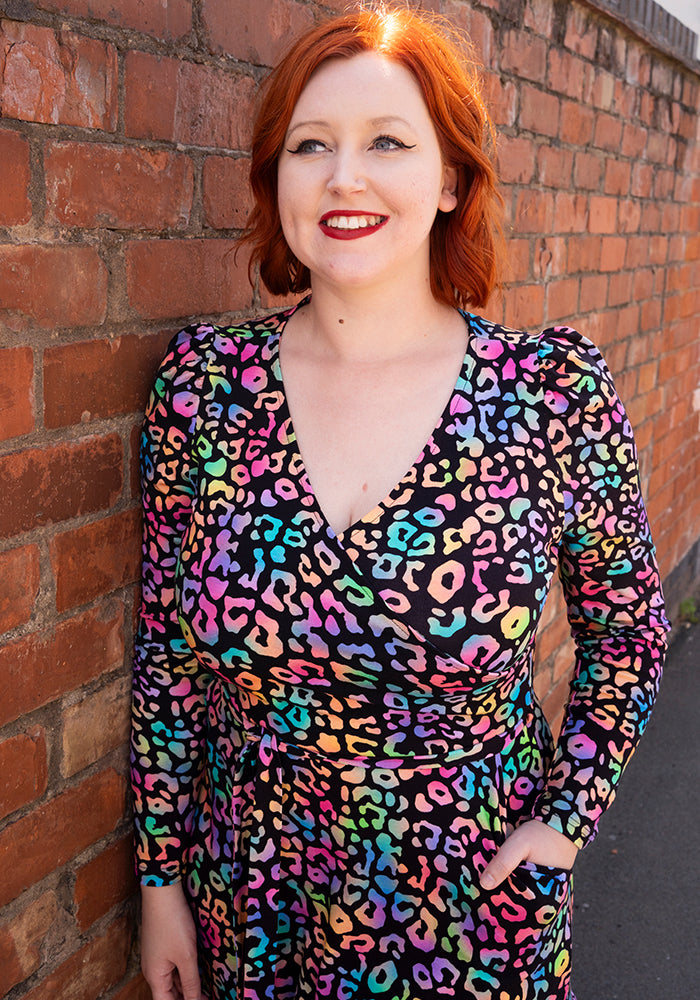 Kora Fluorescent Animal Print Cotton Midaxi Dress