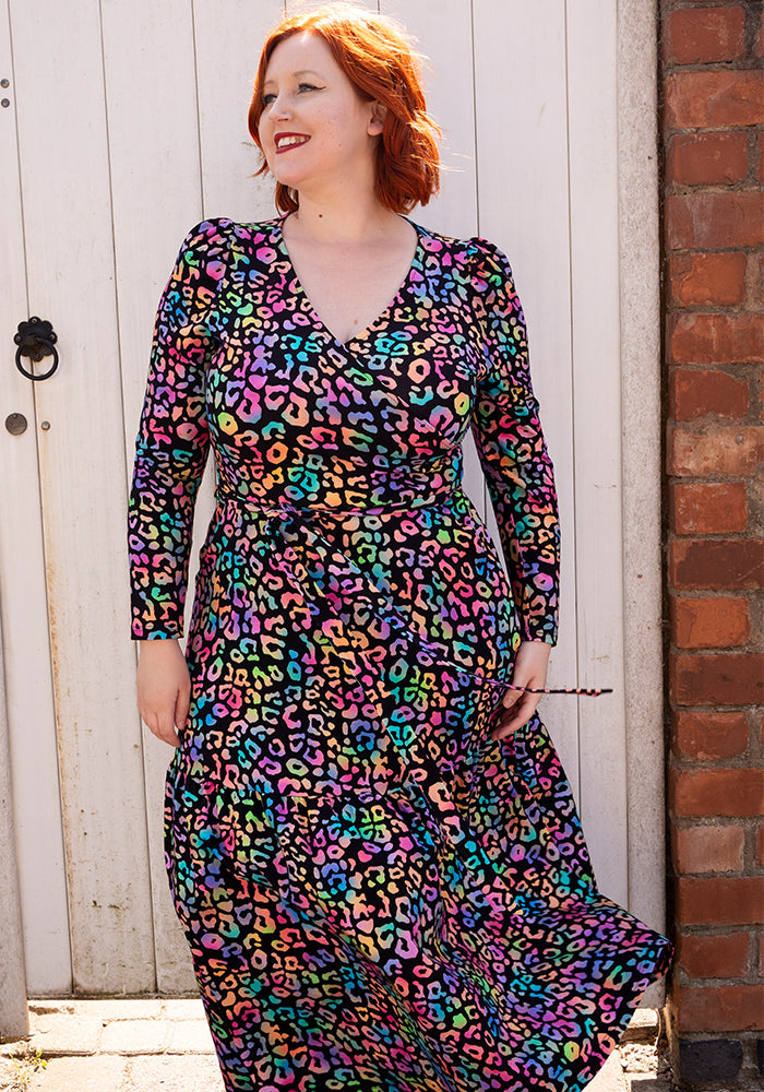 Kora Fluorescent Animal Print Cotton Midaxi Dress