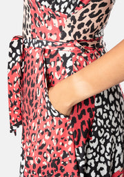 Kristi Patchwork Animal Print Midi Dress