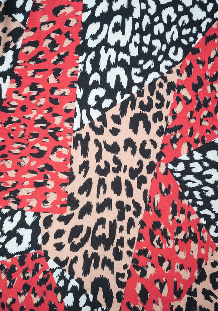 Kristi Patchwork Animal Print Midi Dress