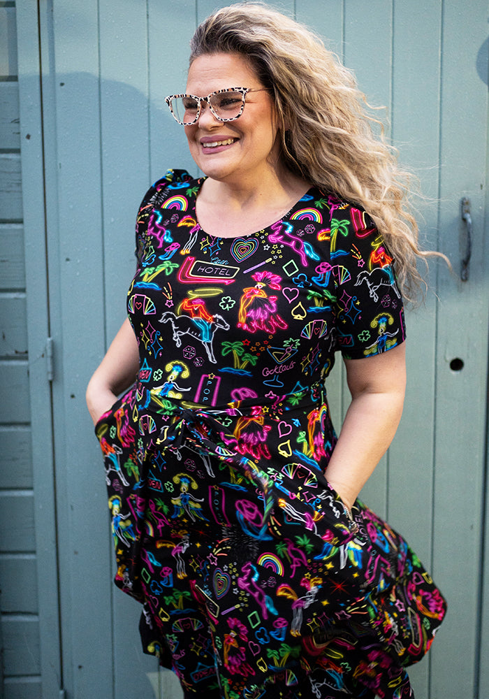 Fourth angle of Kristy Vegas Print Full Skirt Cotton Dress