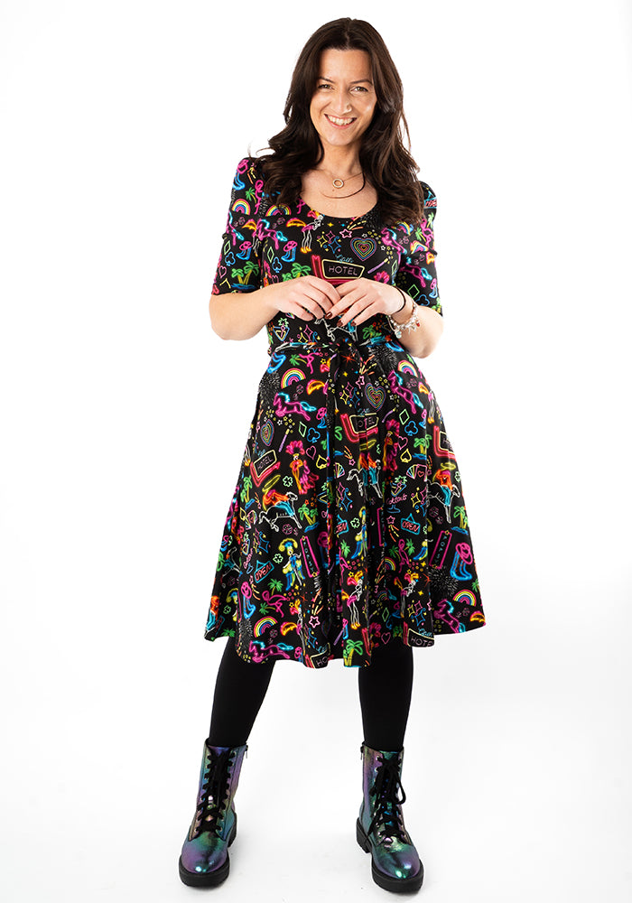 Fifth angle of Kristy Vegas Print Full Skirt Cotton Dress