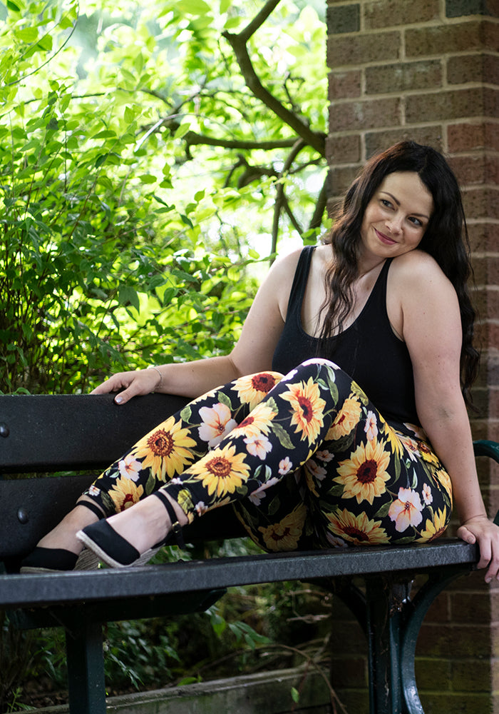 Thirteenth angle of Rene Sunflower Print Popsy Leggings