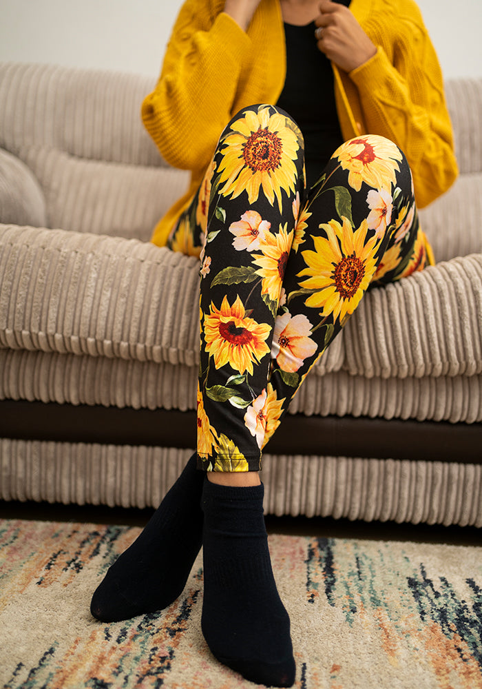 Eleventh angle of Rene Sunflower Print Popsy Leggings