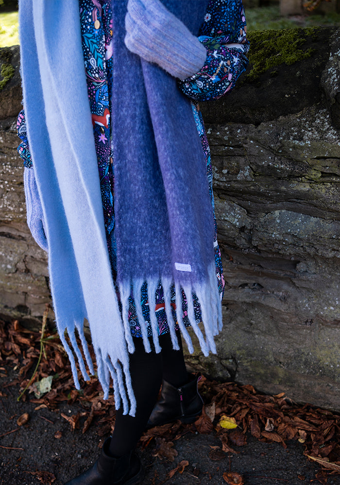 Lilac Two Tone Cosy Knitted Scarf
