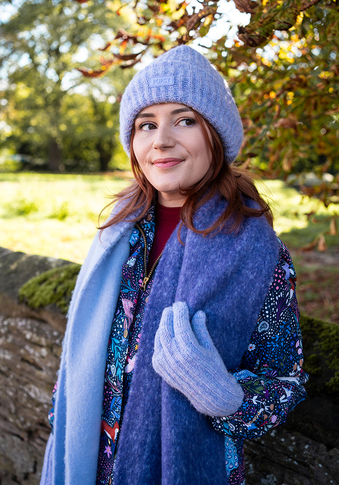Lilac Two Tone Cosy Knitted Scarf