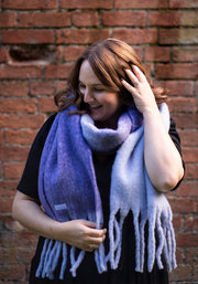 Lilac Two Tone Cosy Knitted Scarf