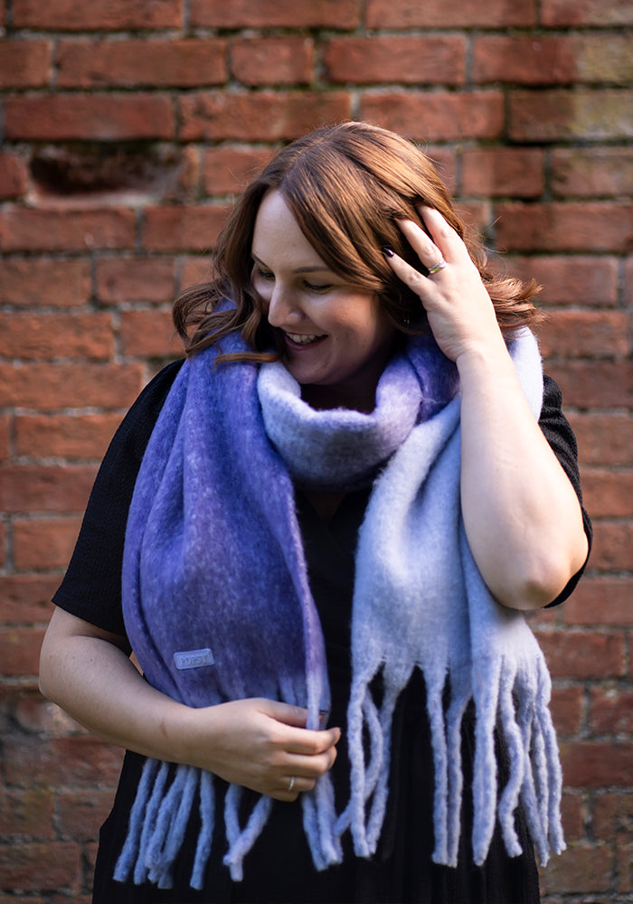 Lilac Two Tone Cosy Knitted Scarf