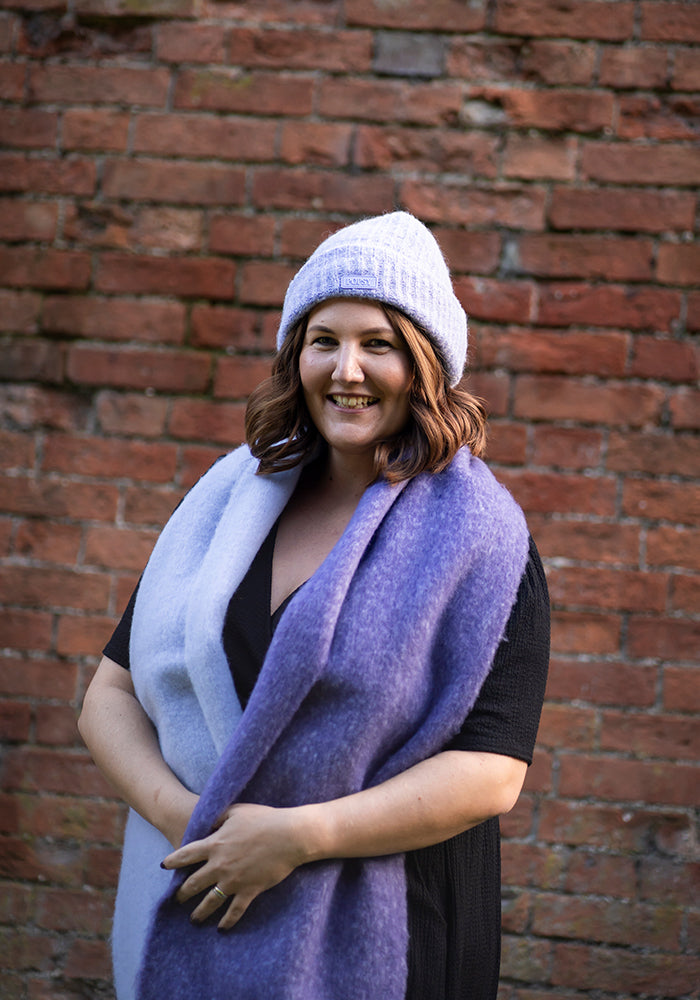 Lilac Two Tone Cosy Knitted Scarf