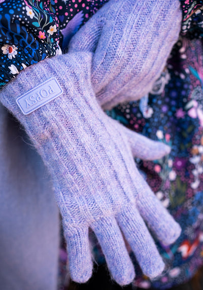 Lilac Knitted Long Length Gloves