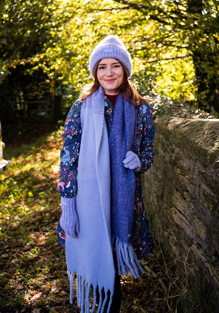 Lilac Two Tone Cosy Knitted Scarf