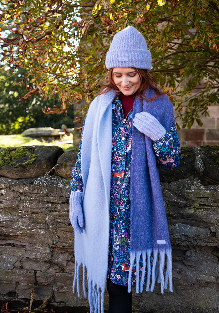 Lilac Two Tone Cosy Knitted Scarf