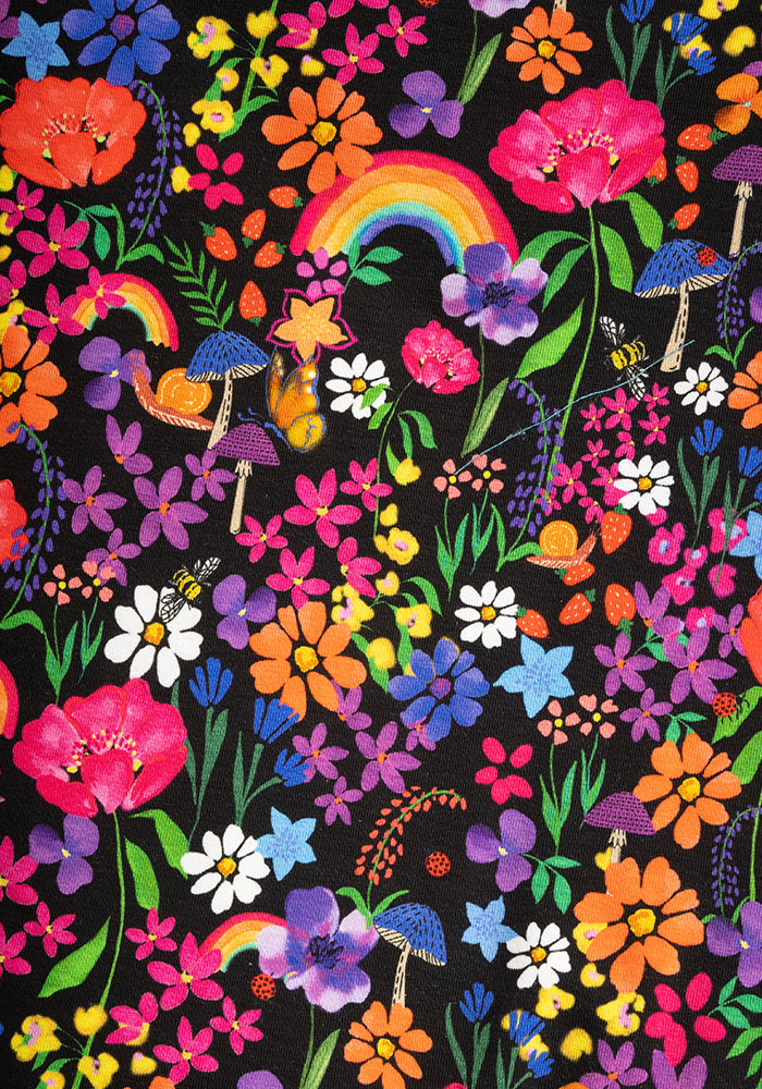 Second angle of Ayah Garden Rainbow Print Tiered Hem Cotton Dress