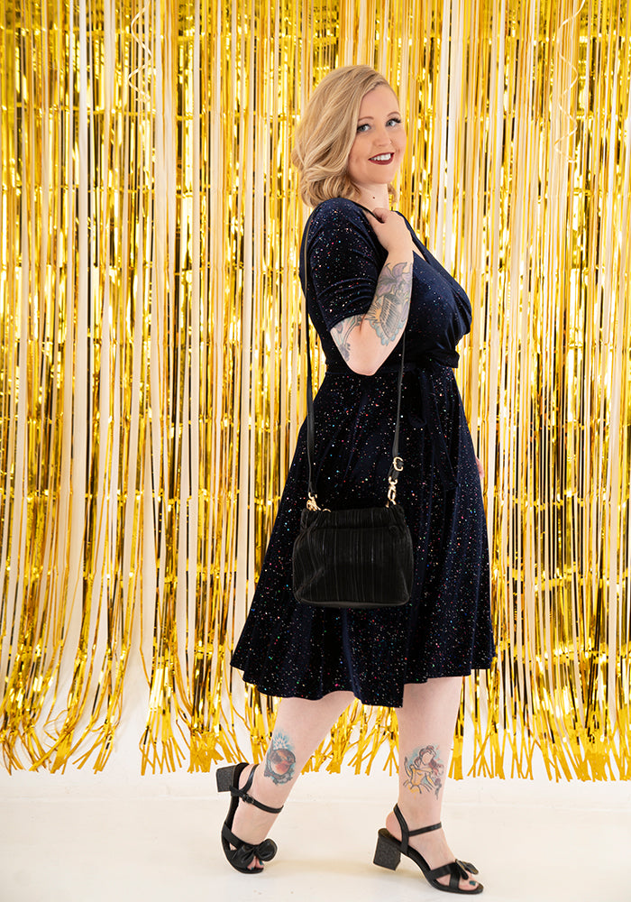 Luxe Navy Sparkle Swing Dress