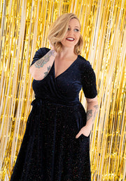 Luxe Navy Sparkle Swing Dress