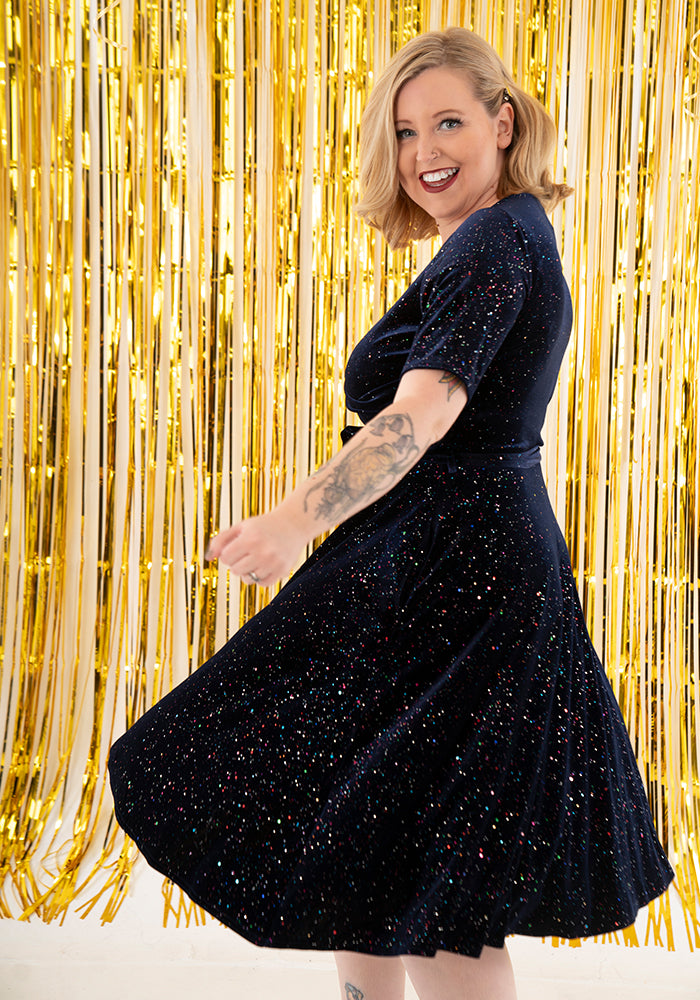 Luxe Navy Sparkle Swing Dress