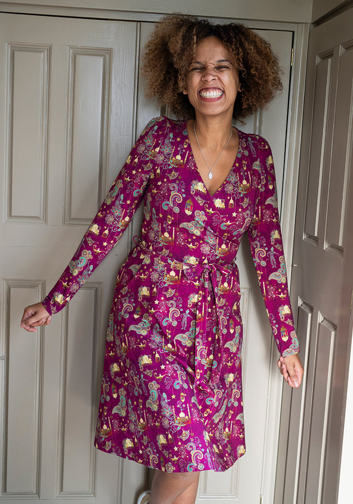 Front view of Jazmeen Magical Adventure Print Cotton Dress