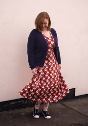 Landon Geese In A Row Print Cotton Midi Dress