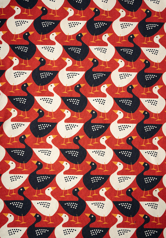 Landon Geese In A Row Print Cotton Midi Dress