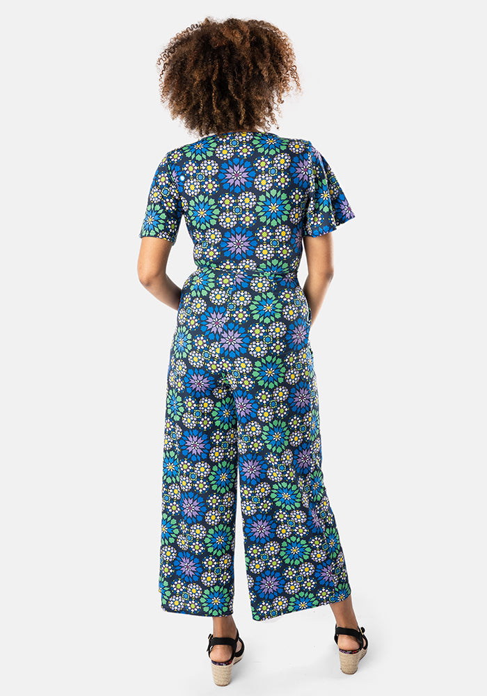 Landry Moroccan Tile Print Culotte Leg Jumpsuit