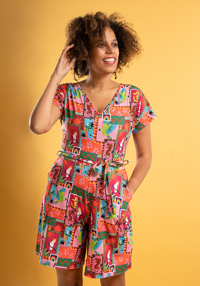 Lani Jungle Patchwork Print Playsuit