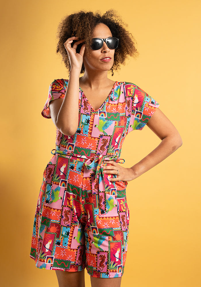 Lani Jungle Patchwork Print Playsuit