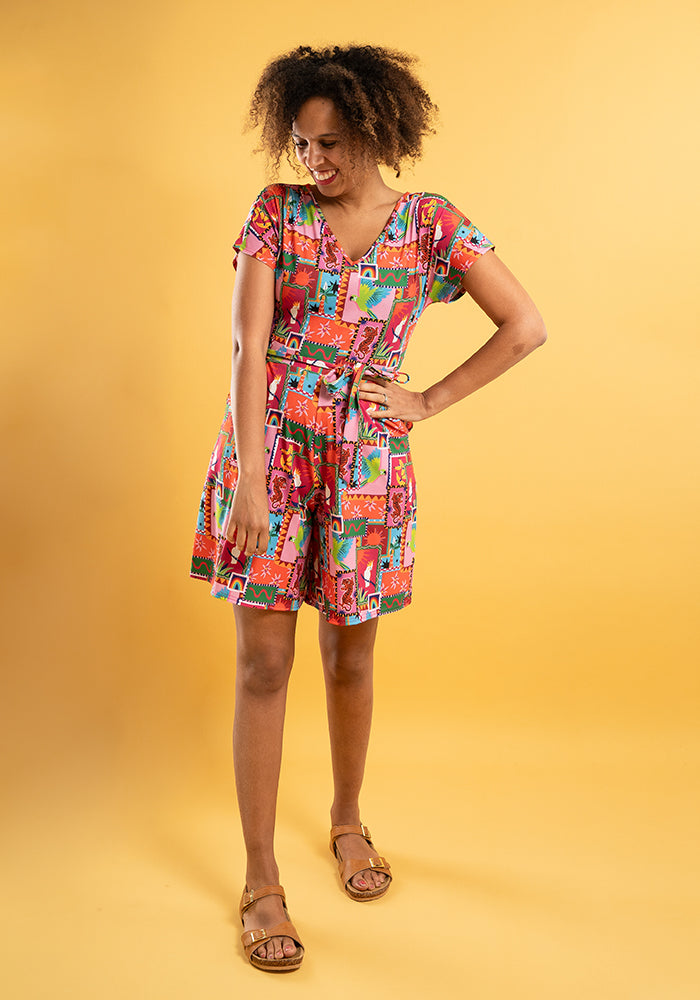 Lani Jungle Patchwork Print Playsuit