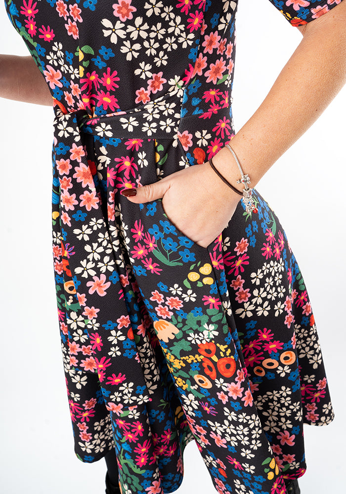 Fifth angle of Laraine Floral Print Full Skirt Dress