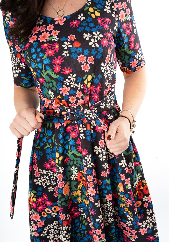 Third angle of Laraine Floral Print Full Skirt Dress