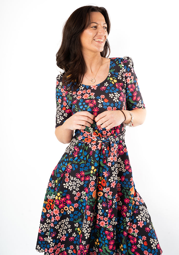 Sixth angle of Laraine Floral Print Full Skirt Dress