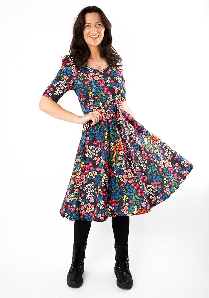 Seventh angle of Laraine Floral Print Full Skirt Dress