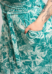 Laraline Butterfly Stencil Print Cotton Maxi Dress