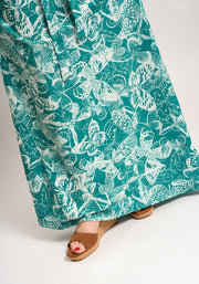 Laraline Butterfly Stencil Print Cotton Maxi Dress
