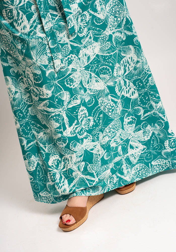 Laraline Butterfly Stencil Print Cotton Maxi Dress