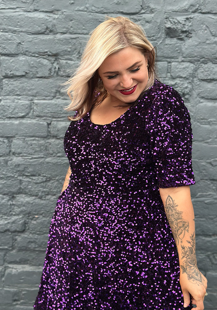 Laretta Purple Sequin Dress
